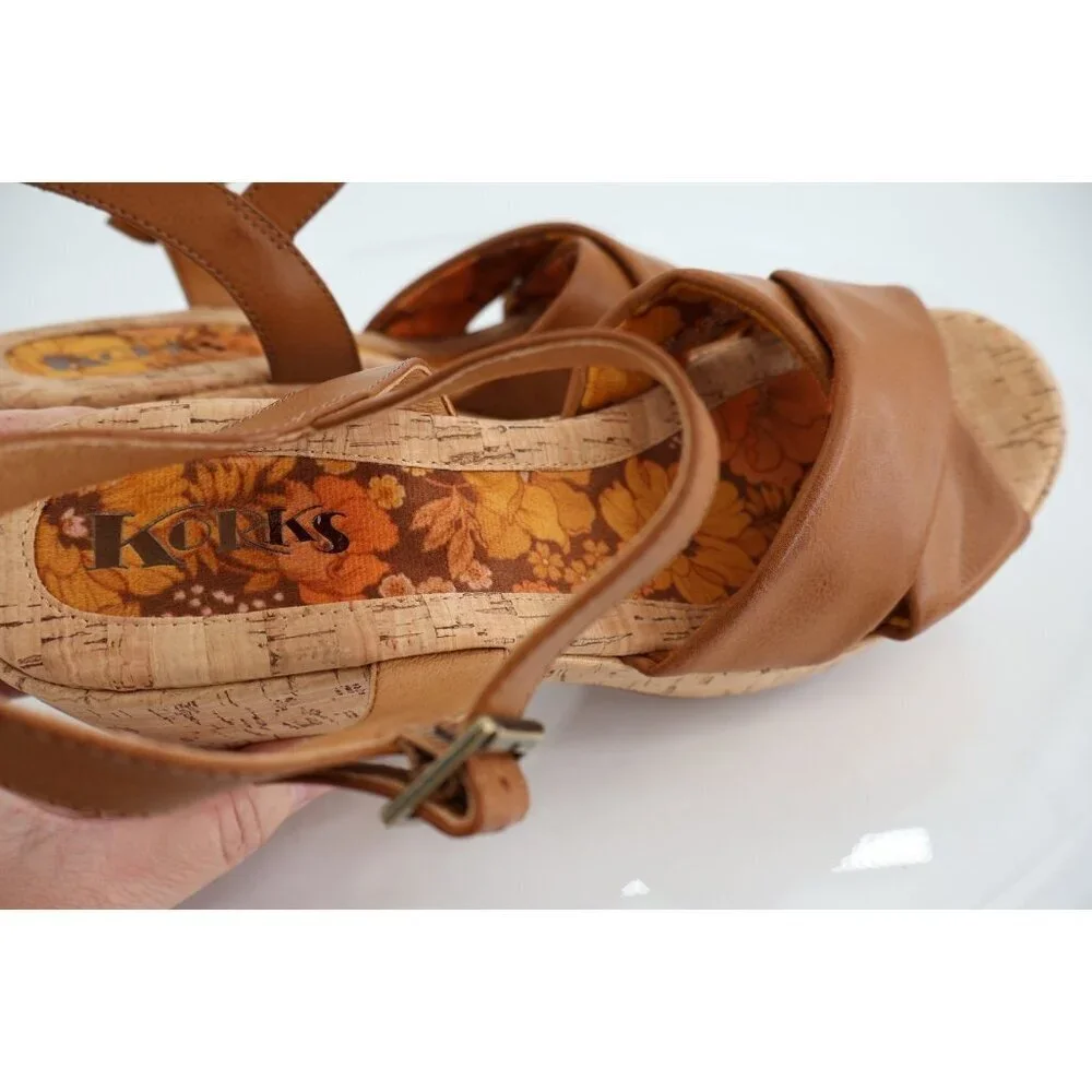 Kork-Ease Korks Calda Sandals Women's 11 Brown Platform Chunky Slingback Y2K